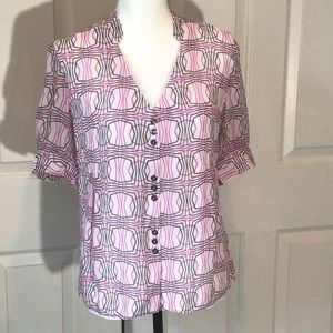 JONES OF NEW YORK geo design top in pink and grey